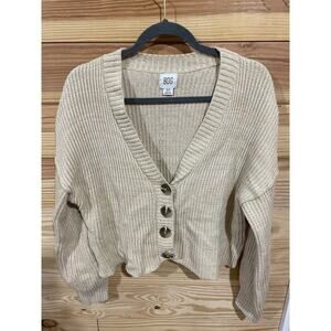 Urban Outfitters Preppy Academia BDG Cropped Tan Button Down Cardigan, S
